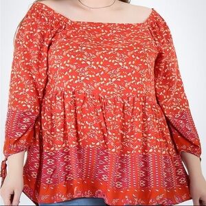 ANGIE Red Floral Tunic